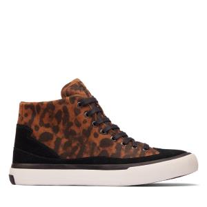 Clarks Aceley Zip Hi Sneakers Dame Leopard | CLK732ZLI