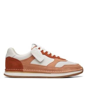 Clarks Craft Run Tor Sneakers Herre Hvide Orange | CLK691KJF